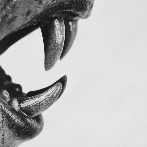 Fangs Bared in Monochrome