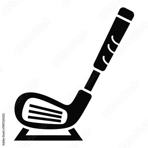 Black and white golf club with angled head and grip detail monochrome sport recreation