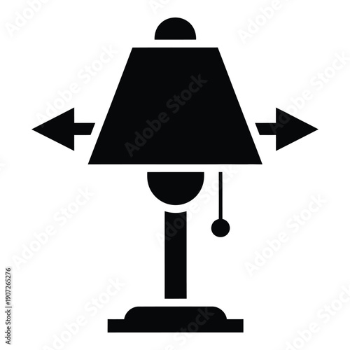 Black and white of a fire hydrant with directional arrows monochrome symbol des