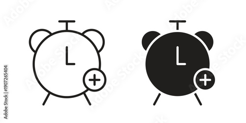 Alarm plus icon. Outline and flat icons collection. EPS10