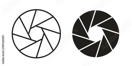 Aperture icon. Outline and flat icons collection. EPS10
