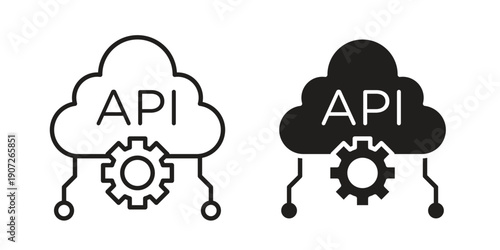 API icon. Outline and flat icons collection. EPS10