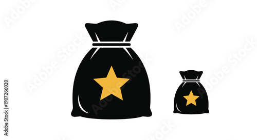 Two bags with stars a larger and smaller size silhouette
