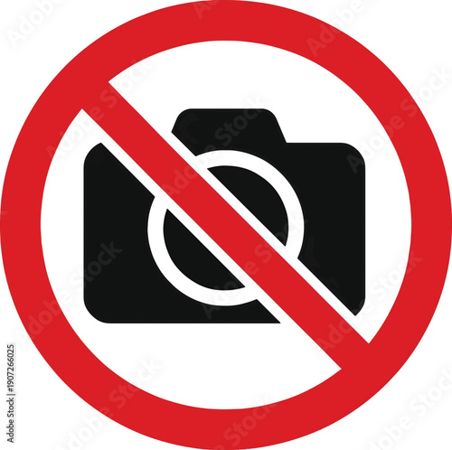 No photography allowed sign with camera icon in red circle
