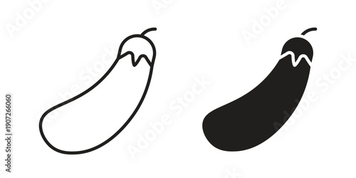 Aubergine icon. Outline and flat icons collection. EPS10