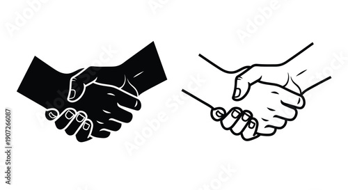 Two hands shaking in contrasting styles a bold silhouette