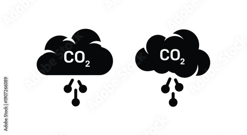 Two carbon dioxide clouds with raindrops a striking silhouette