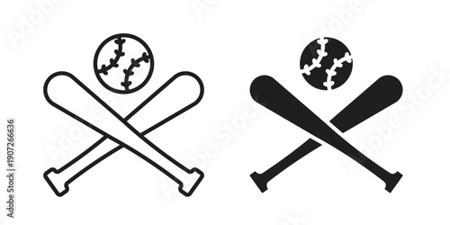 Baseball icon. Outline and flat icons collection. EPS10