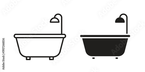 Bath icon. Outline and flat icons collection. EPS10