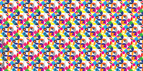 Seamless pattern with colorful circles and Abstract flower geometric pattern dots and fabric textile design.