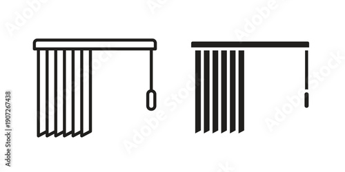 Blinds open icon. Outline and flat icons collection. EPS10