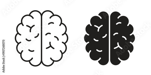 Brain icon. Outline and flat icons collection. EPS10