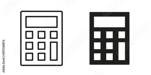 Calculator icon. Outline and flat icons collection. EPS10