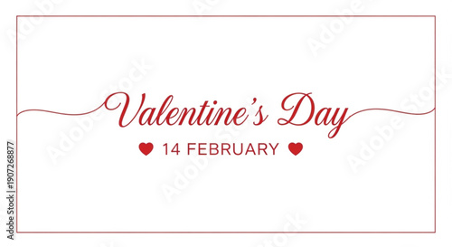 Valentine's Day Greeting Card Design with Red Heart on White Background