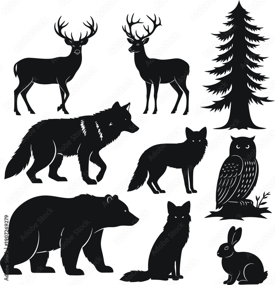 Obraz premium vector silhouettes of animals