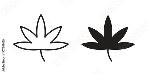 Cannabis icon. Outline and flat icons collection. EPS10
