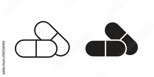 Capsules icon. Outline and flat icons collection. EPS10