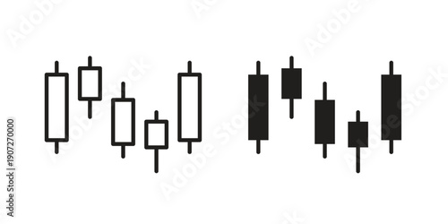 Chart candlestick icon. Outline and flat icons collection. EPS10