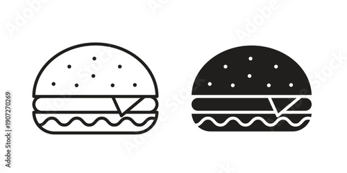 Cheese burger icon. Outline and flat icons collection. EPS10