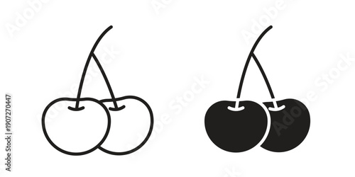 Cherry icon. Outline and flat icons collection. EPS10