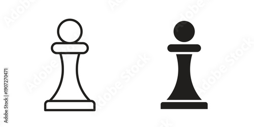 Chess pawn icon. Outline and flat icons collection. EPS10