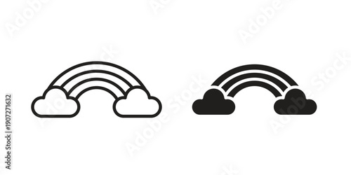 Cloud rainbow icon. Outline and flat icons collection. EPS10