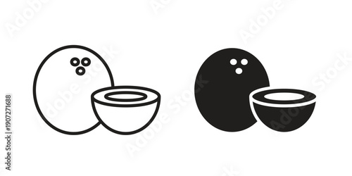 Coconut icon. Outline and flat icons collection. EPS10