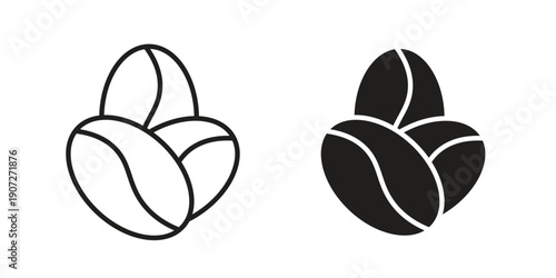 Coffee beans icon. Outline and flat icons collection. EPS10