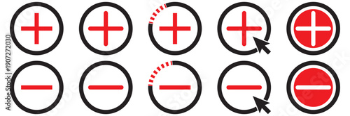 Plus and minus sign addition subtraction math icon