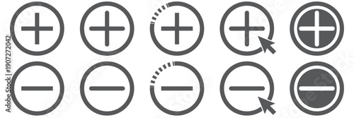 Plus and minus sign addition subtraction math icon