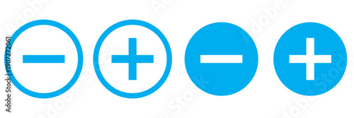 Plus and minus signs vector icons set. Vector illustration on transparent background.