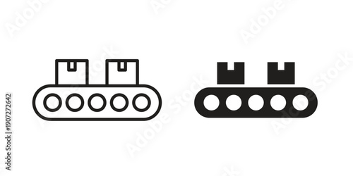 Conveyor belt icon. Outline and flat icons collection. EPS10