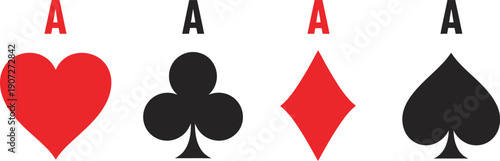 Classic suits of a standard deck of playing cards. 