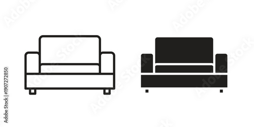 Couch icon. Outline and flat icons collection. EPS10