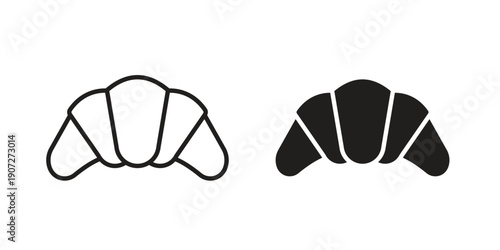 Croissant icon. Outline and flat icons collection. EPS10