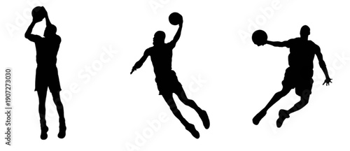 silhouettes of people playing basketball indifferent action