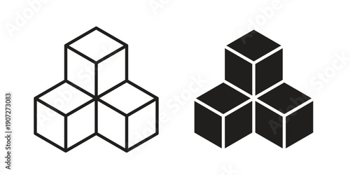 Cubes icon. Outline and flat icons collection. EPS10