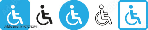 Set of wheelchair accessibility symbols in various styles