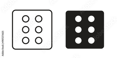 Dice six icon. Outline and flat icons collection. EPS10