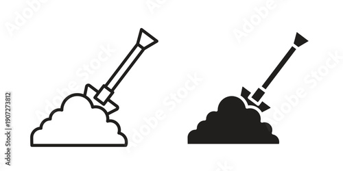 Digging icon. Outline and flat icons collection. EPS10