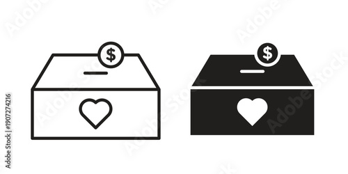 Donation box icon. Outline and flat icons collection. EPS10