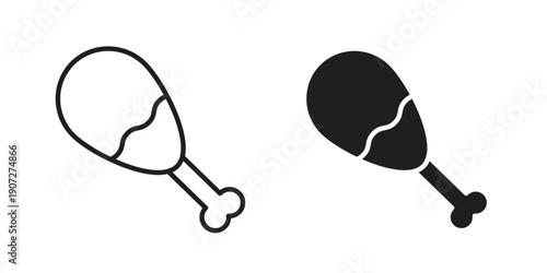 Drumstick bite icon. Outline and flat icons collection. EPS10