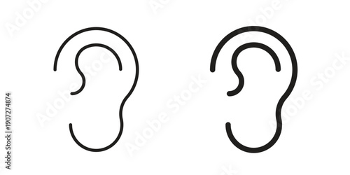 Ear icon. Outline and flat icons collection. EPS10