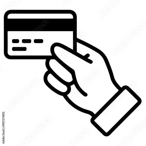 Person holding a credit or debit card for payment or identification purposes