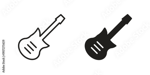 Electric Guitar icon. Outline and flat icons collection. EPS10