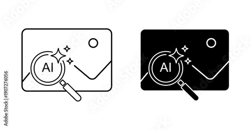 AI Image Processing and Visual Recognition Line Icon