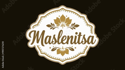 Maslenitsa logo sticker, art video illustration.