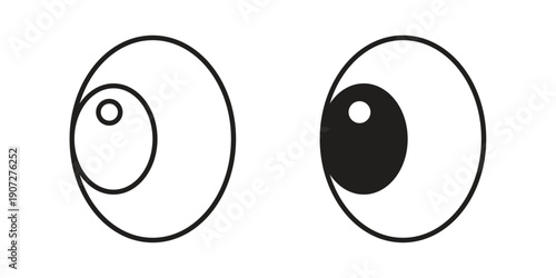 Eye side icon. Outline and flat icons collection. EPS10