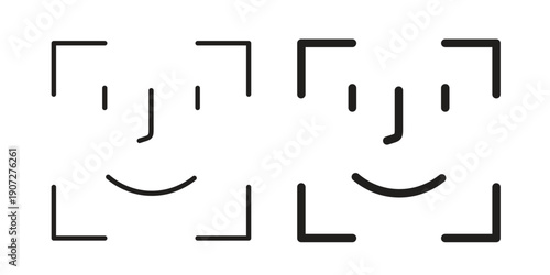 Face id icon. Outline and flat icons collection. EPS10