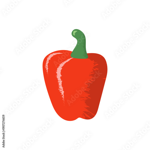 Red sweet pepper, vegetables, salad, healthy vegetarian food. Organic natural plants, on white background, vector illustration, in textured style